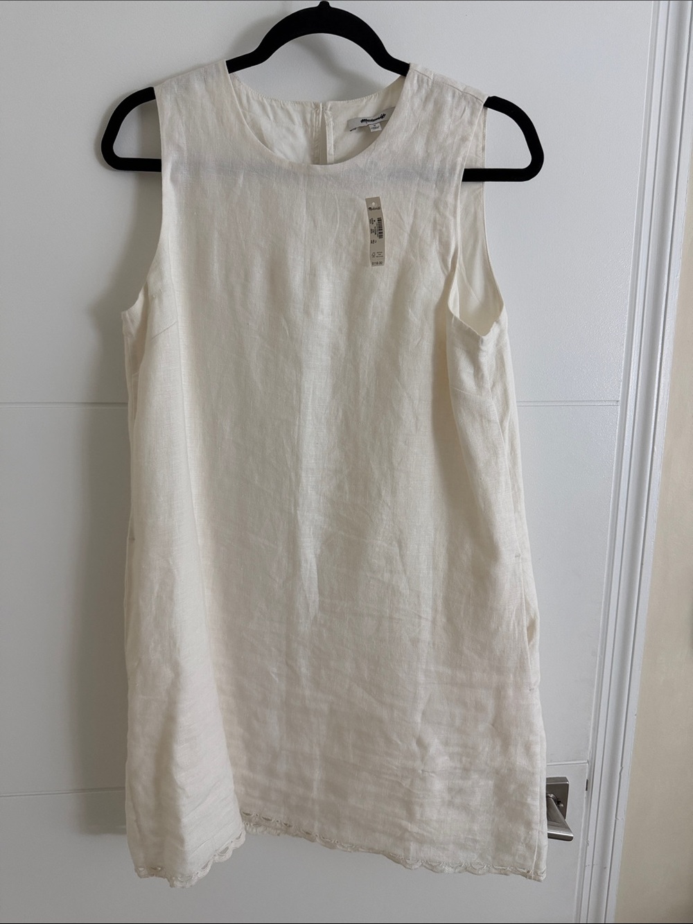 NWT Madewell Sleeveless Cream Linen Shift Dress - Medium